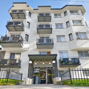 Affordable Montreal apartments at 5320 Avenue Bourret with park views and balconies.