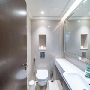 Spacious living room of 2-bedroom apartment in Fountain Views Dubai