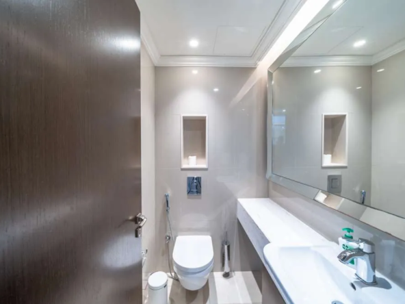 Spacious living room of 2-bedroom apartment in Fountain Views Dubai