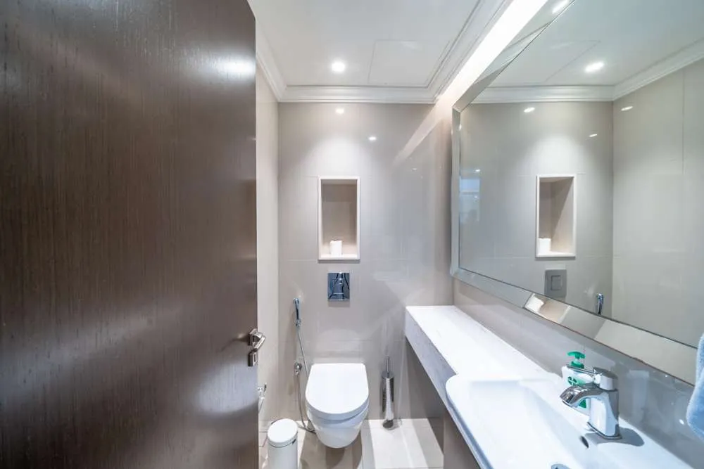 Spacious living room of 2-bedroom apartment in Fountain Views Dubai