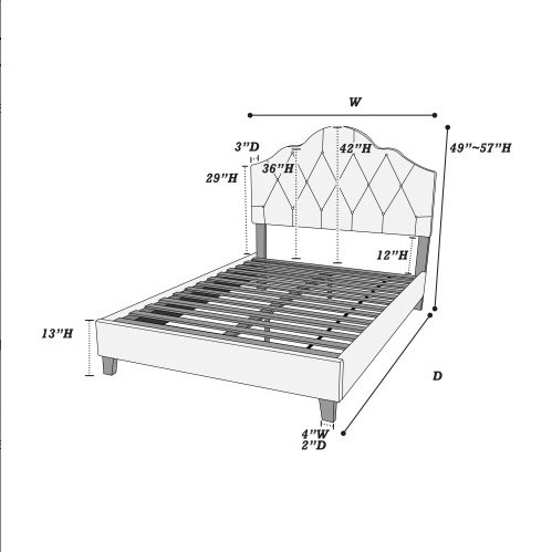 Contemporary 1pc Queen Size Bed Adjustable HB Light Brown Polyfiber Tufted Upholstered Wooden Bedframe Bedroom Furniture - Image 9