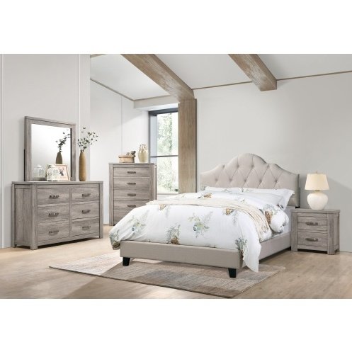 Contemporary 1pc Queen Size Bed Adjustable HB Light Brown Polyfiber Tufted Upholstered Wooden Bedframe Bedroom Furniture - Image 6