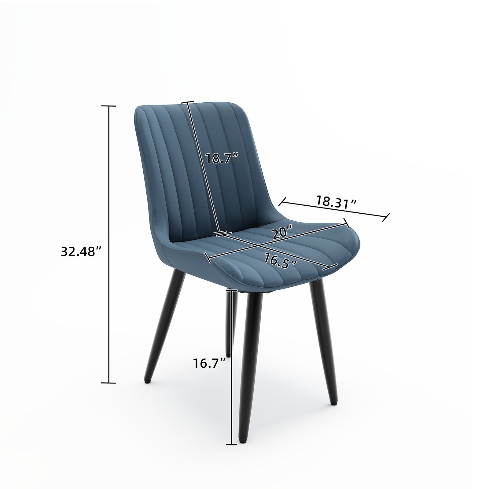 Set Of 2 Modern PU Leather Dining Chairs With Thick Cushions & Metal Legs, Armless Faux Leather Side Chairs For Kitchen, Dining Room - Image 2