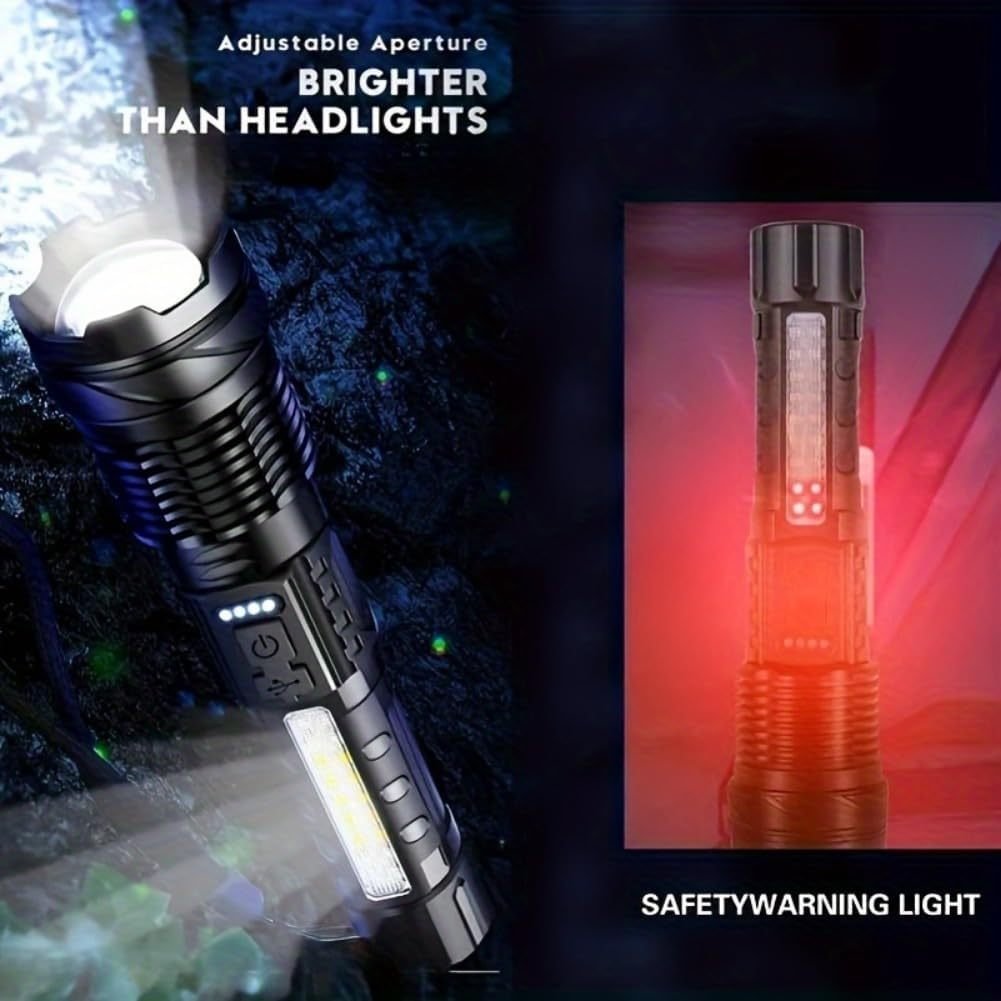 LED Super Powerful Rechargeable Torch Flood Light,Focus Adjustable Water Resistant Handheld Light For Outdoor Camping, Fishing, Hunting, Climbing, Adventure Emergency - Image 6