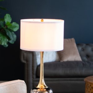 D15x29 Table Lamp With Glass Drum Lamp Shade Assembly Required