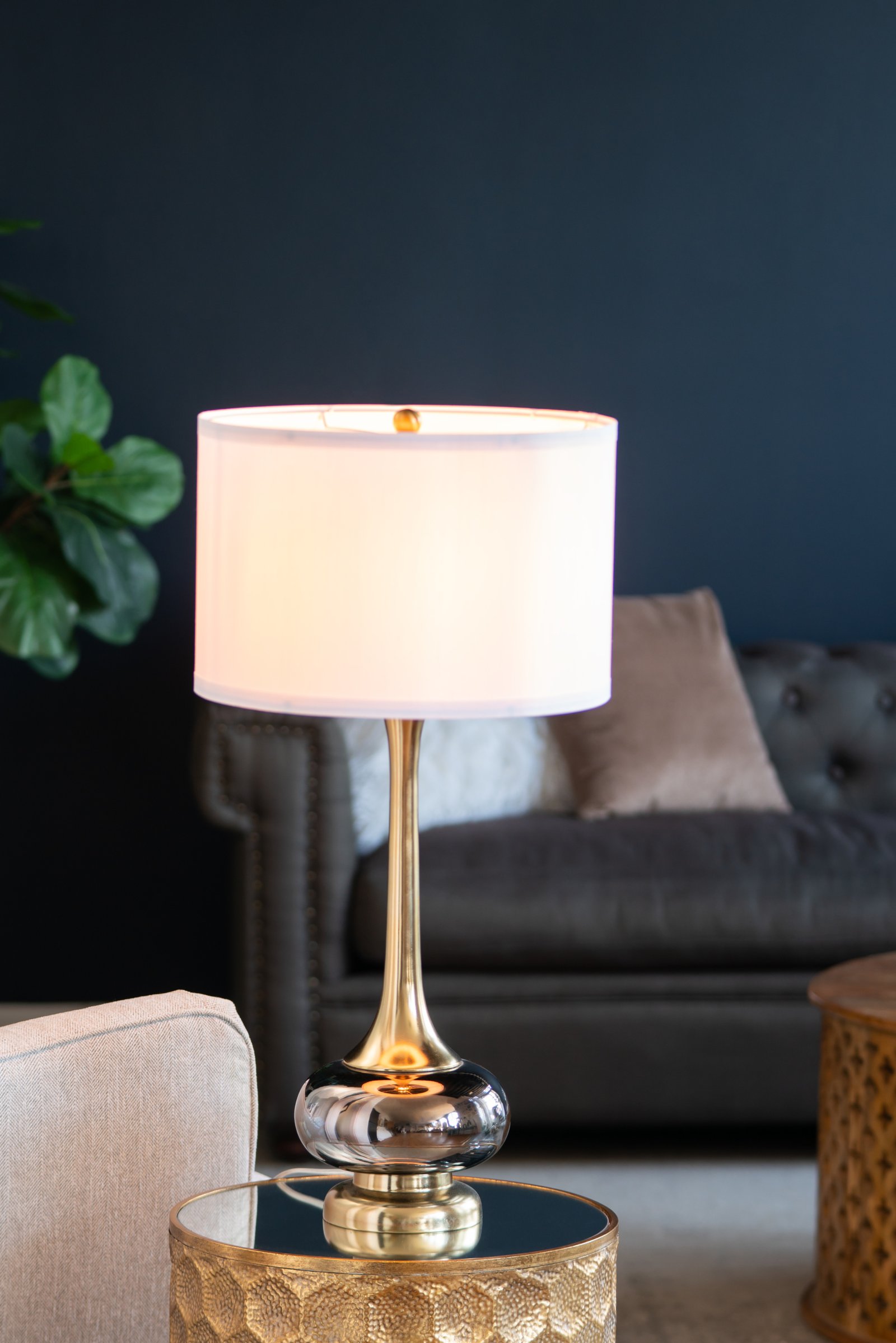 D15x29 Table Lamp With Glass Drum Lamp Shade Assembly Required