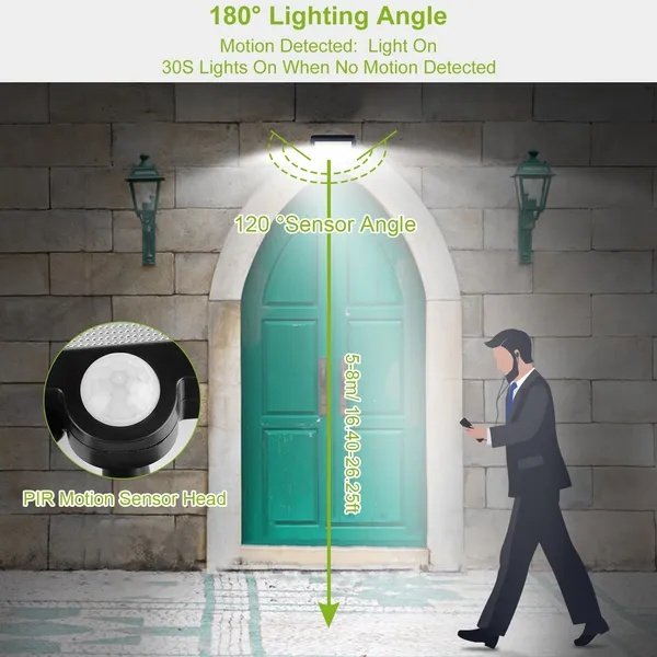 Solar Powered Wall Lights Outdoor 100 LED Beads Motion Sensor Lamp IP65 Waterproof Dusk To Dawn Sensor Light - Image 2