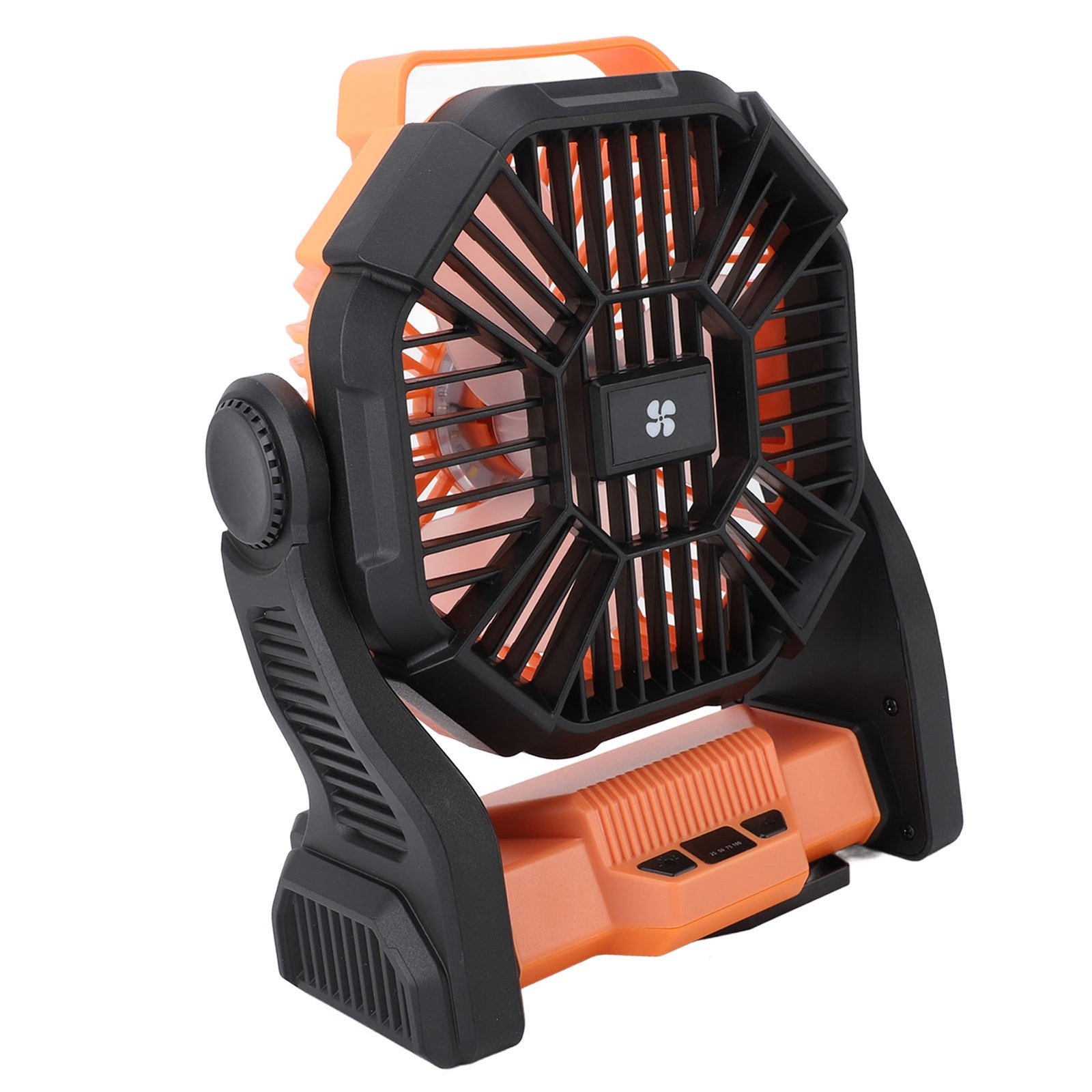 Outdoor Camping Fan Professional Efficient USB Rechargeable Tent Fan Camping Fan With LED Lantern For Camping Outdoor Orange