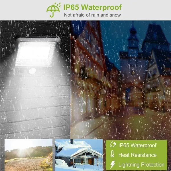 Solar Powered Wall Lights Outdoor 100 LED Beads Motion Sensor Lamp IP65 Waterproof Dusk To Dawn Sensor Light - Image 4