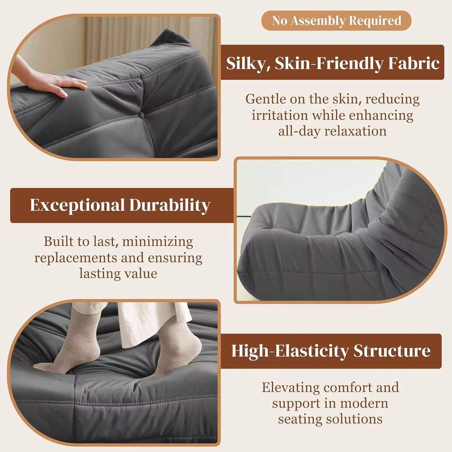 Luxury Accent Chair Button-Tufted Detail Gray Microfiber Comfy Chair Living Room Furniture 1pc - Image 5
