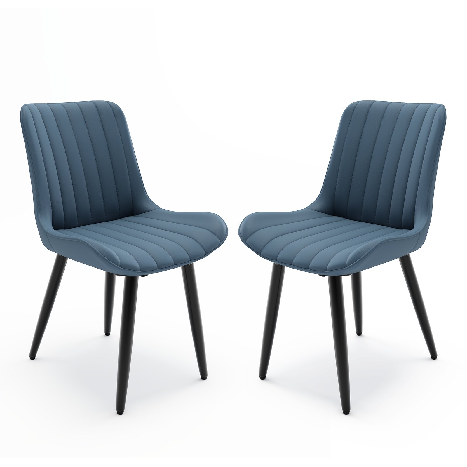 Set Of 2 Modern PU Leather Dining Chairs With Thick Cushions & Metal Legs, Armless Faux Leather Side Chairs For Kitchen, Dining Room - Image 5