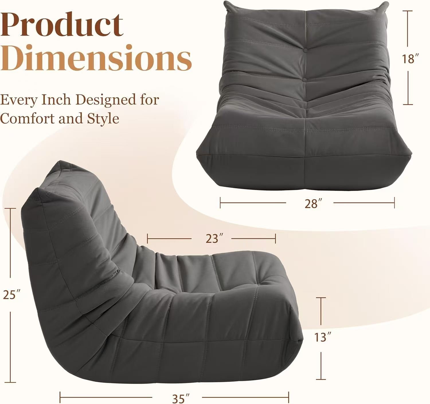 Luxury Accent Chair Button-Tufted Detail Gray Microfiber Comfy Chair Living Room Furniture 1pc - Image 2