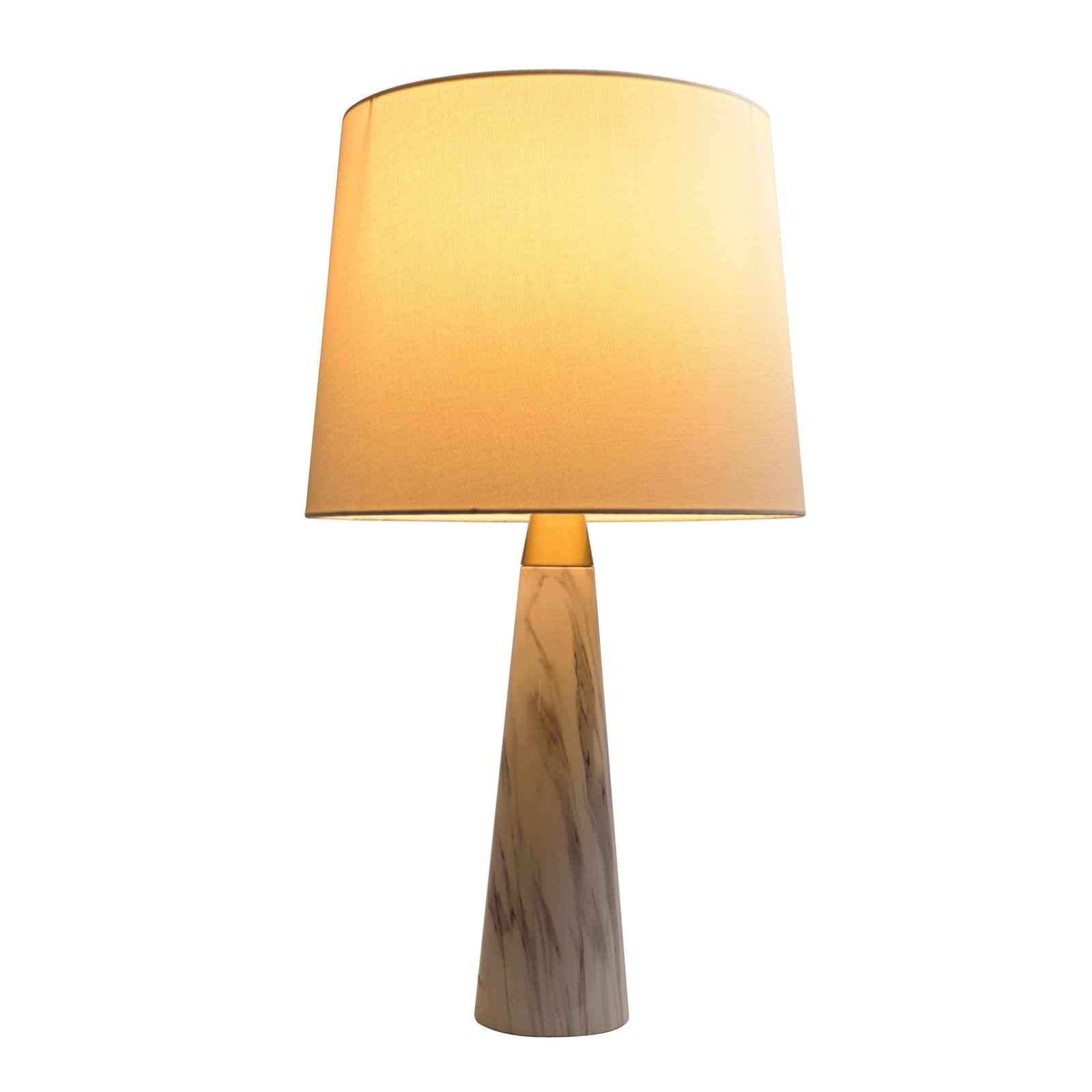 Enclave Hydro White Table Lamp With On Off Switch Faux Marble Base Fabric Shade - Image 2