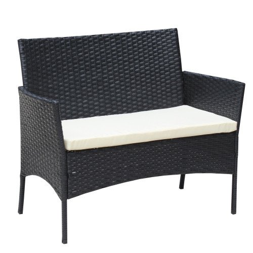 4 PC Rattan Patio Furniture Set Outdoor Patio Cushioned Seat Wicker Sofa Beige Cushion - Image 3