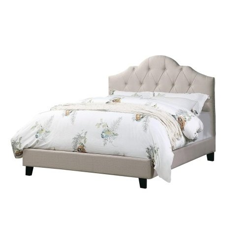 Contemporary 1pc Queen Size Bed Adjustable HB Light Brown Polyfiber Tufted Upholstered Wooden Bedframe Bedroom Furniture - Image 5