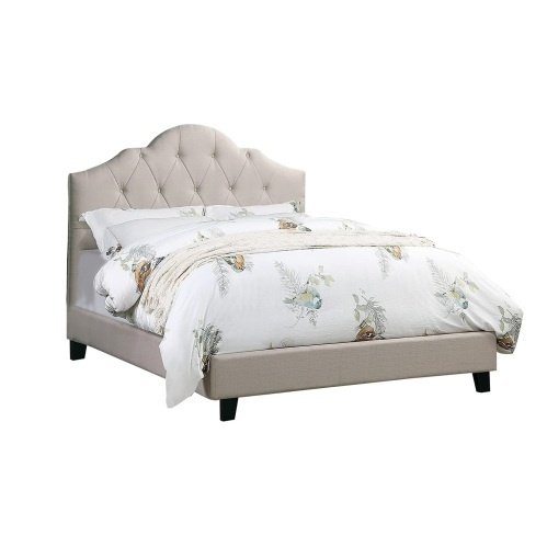 Contemporary 1pc Queen Size Bed Adjustable HB Light Brown Polyfiber Tufted Upholstered Wooden Bedframe Bedroom Furniture - Image 2