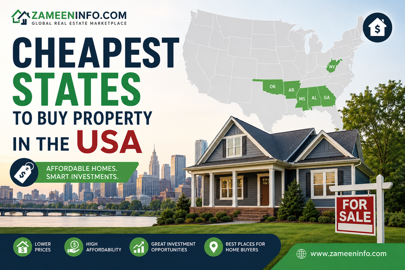 Cheapest States to Buy Property in the USA
